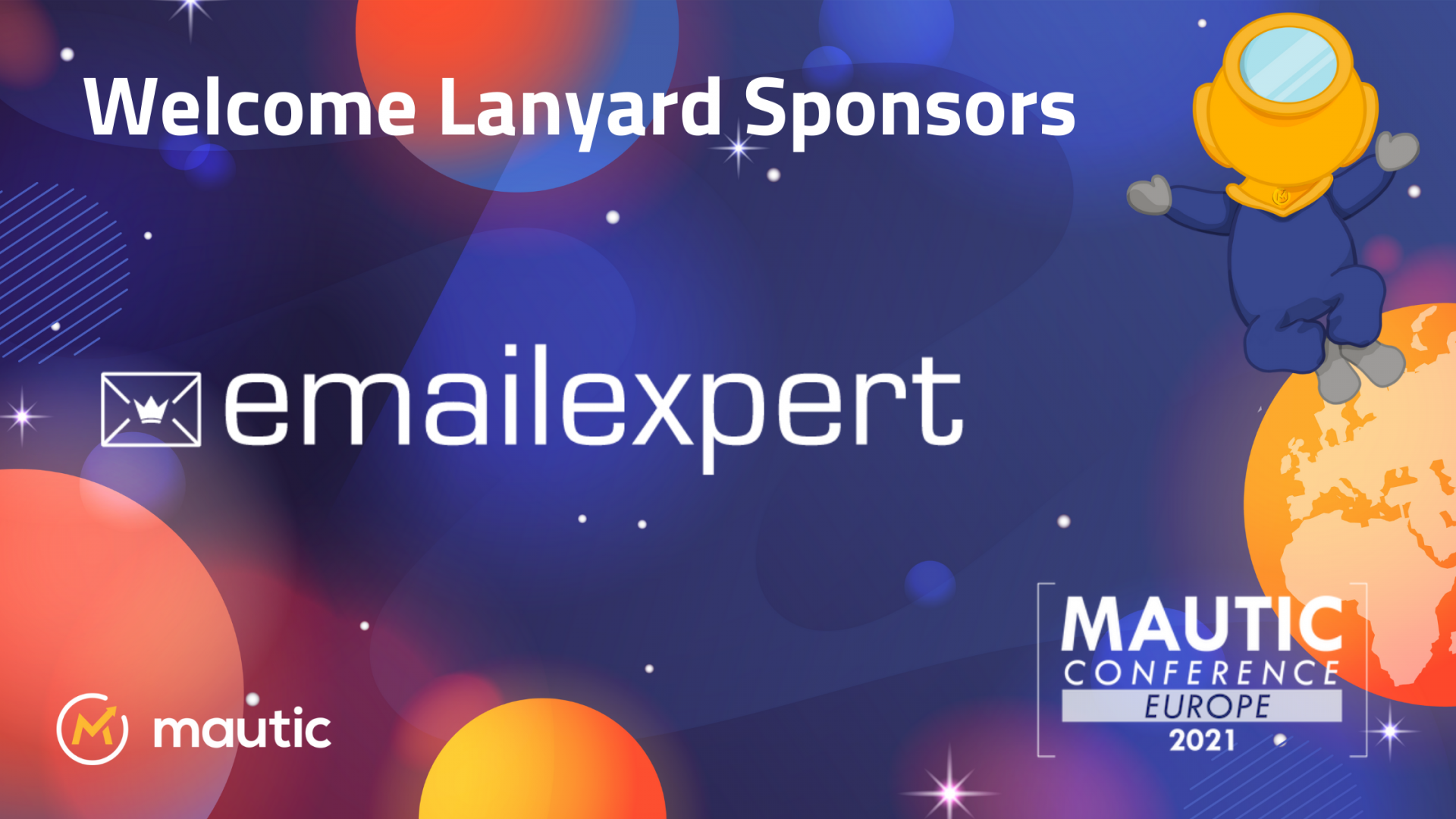 Welcome Lanyard Sponsors with Emailexpert logo and Mautinaut.