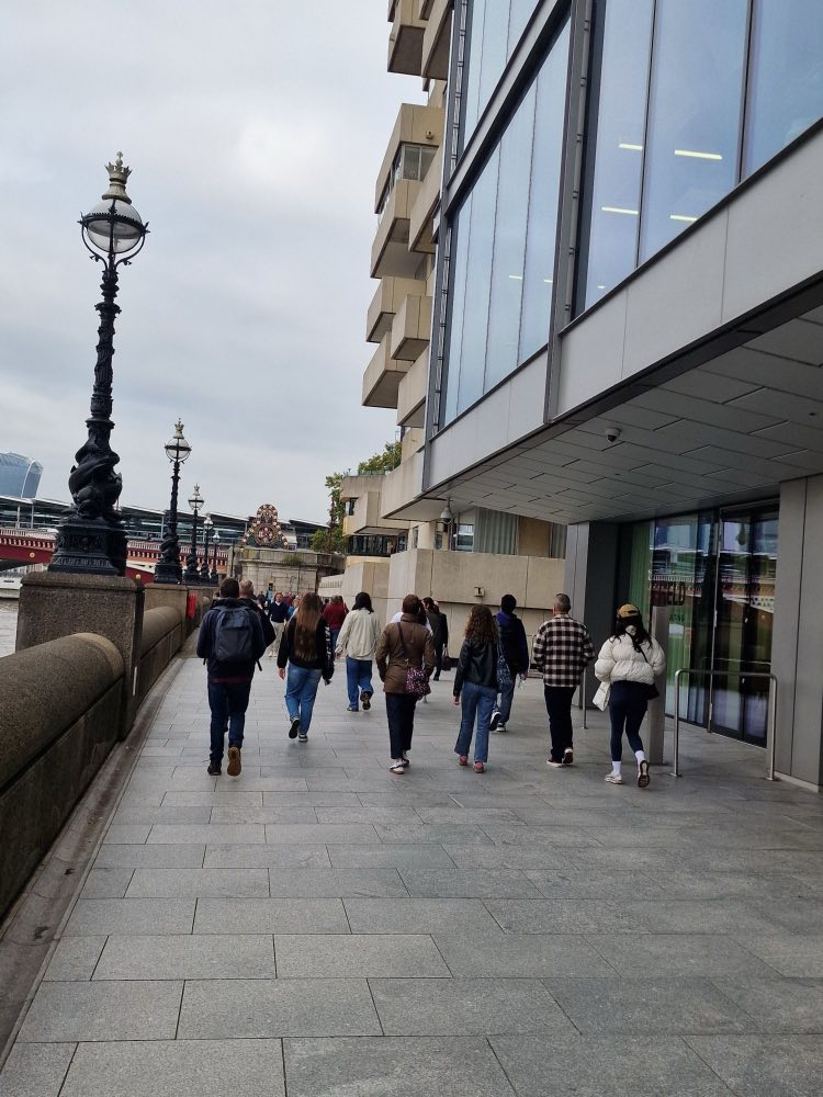 The Thames path beside Sea Containers, with Blackfriars Bridge in the distance